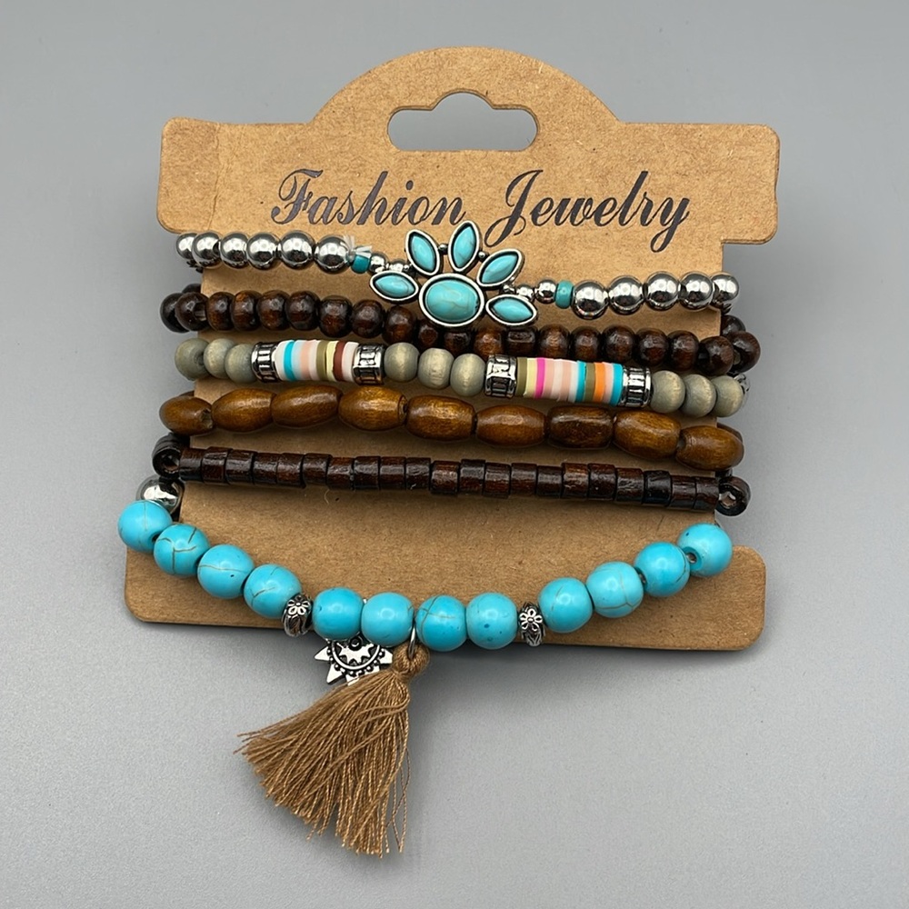 Bohemian Multicolor Beaded Bracelet Set - Picture 2 of 4